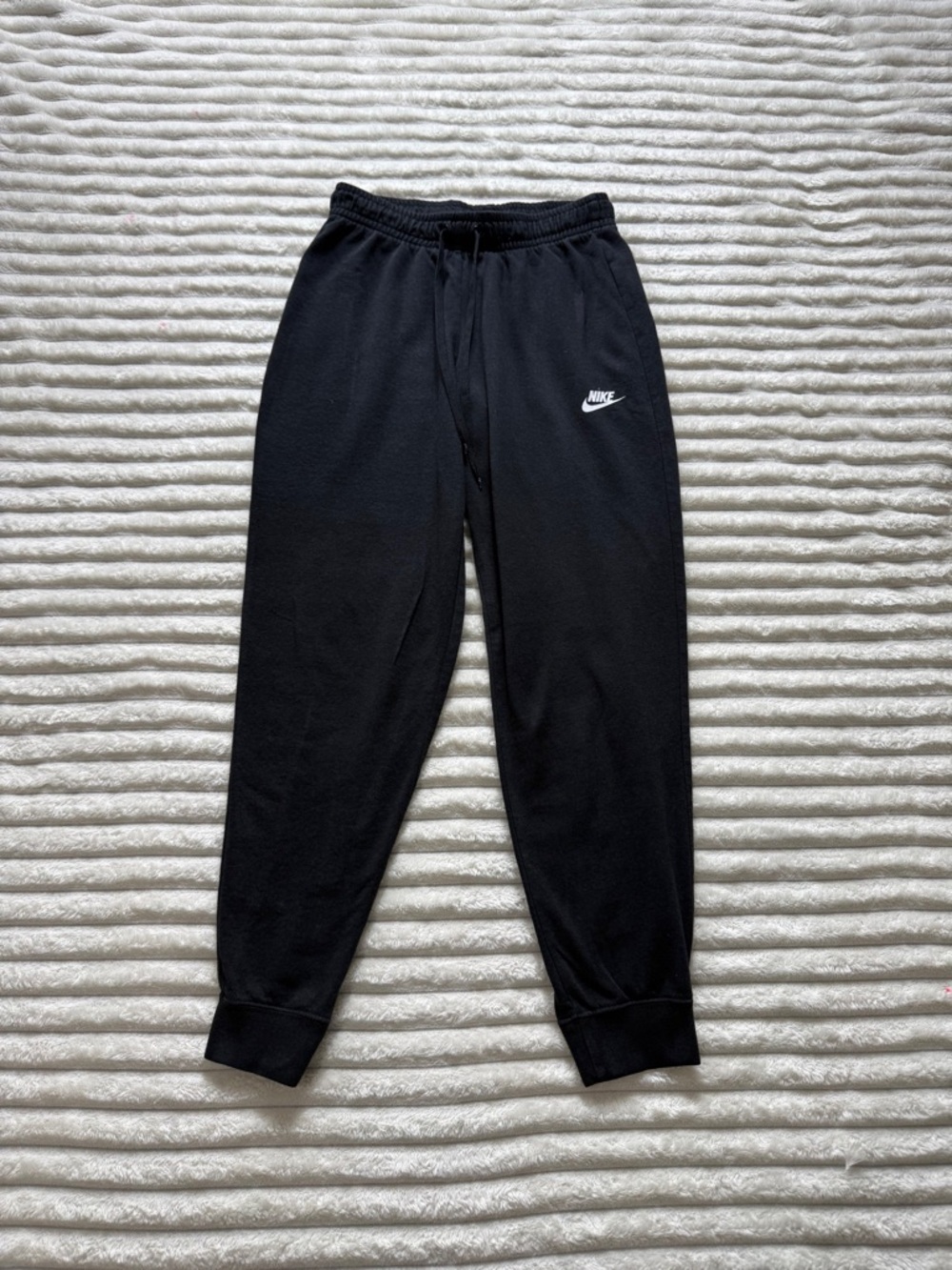 Nike Men's Black Fleece Jogger Pants Drawstring Waist Pockets Size S